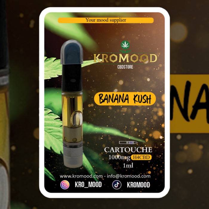 KroMood Cartouche (Dab Pen) de H4CBD - Banana Kush - 95% H4CBD/1000MG - 1ML - 600 bouffées