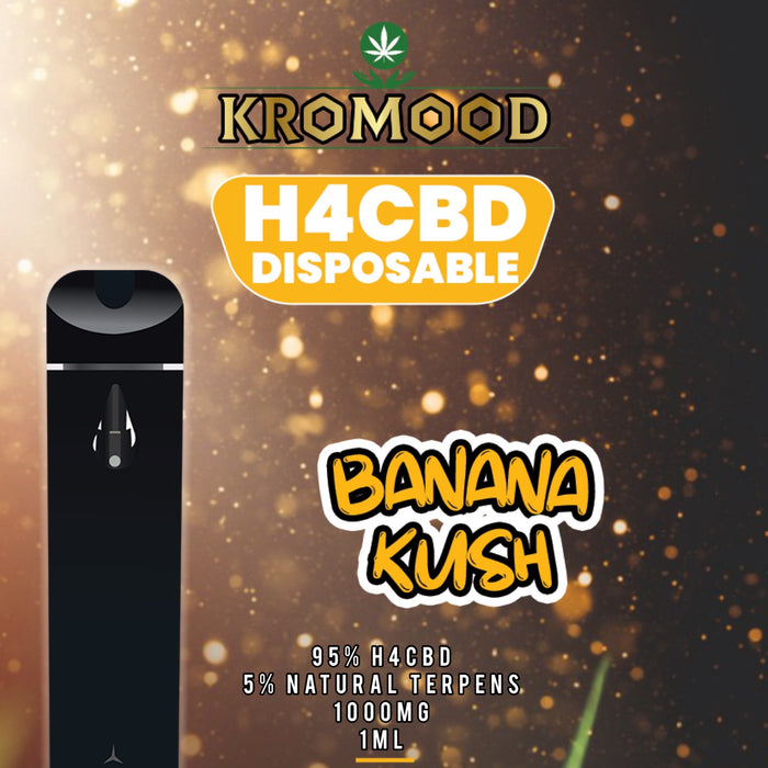 KroMood Puff Jetable - Banana Kush - 95% H4CBD/1000MG - 1ML - 600 bouffées