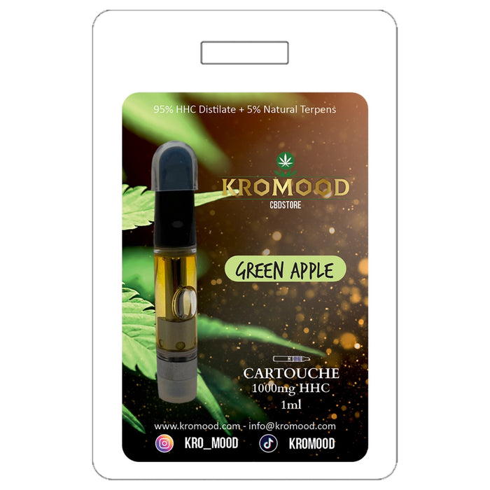 KroMood Cartouche (Dab Pen) de HHC - Green Apple - 95% HHC/1000MG - 1ML - 600 bouffées