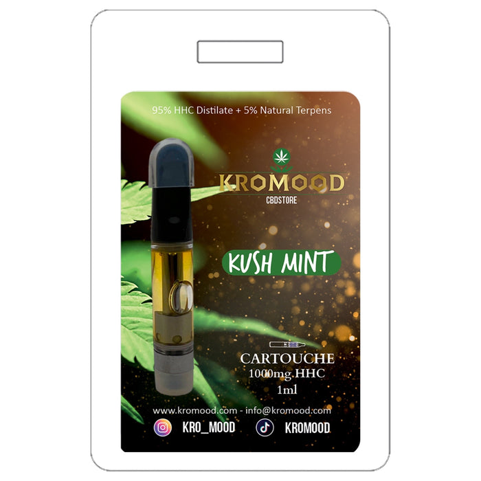 KroMood Cartouche (Dab Pen) de HHC - Kush Mint - 95% HHC/1000MG - 1ML - 600 bouffées