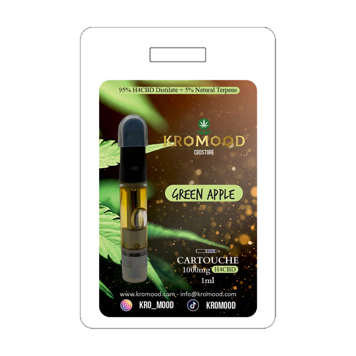 KroMood Cartouche (Dab Pen) de H4CBD - Green Apple - 95% H4CBD/1000MG - 1ML - 600 bouffées