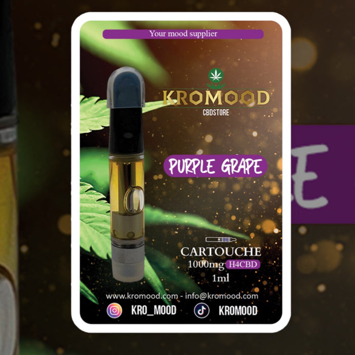 KroMood Cartridge (Dab Pen) of H4CBD - Purple Grape - 95% H4CBD/1000MG - 1ML - 600 puffs 