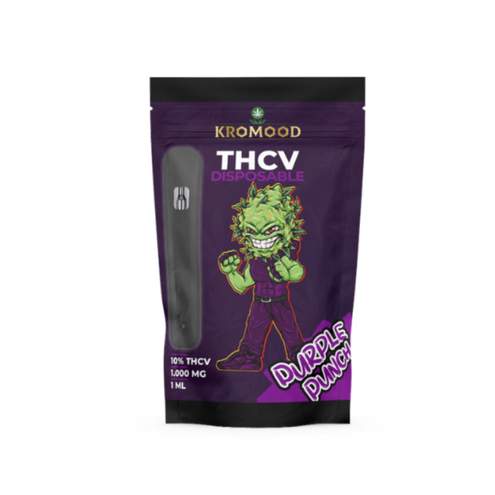 KroMood Disposable - Purple Punch : Nieuwe Generatie - 10% THCV/1000MG - 1ML - 600 trekjes, CCELL Puff Technologie