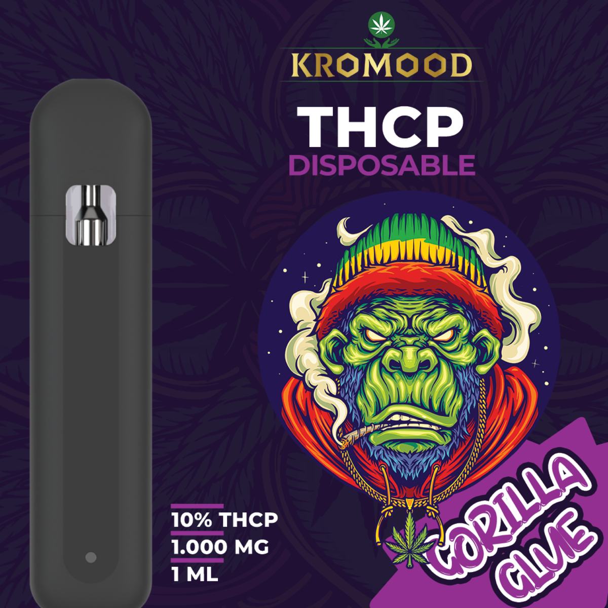 elf bar vape uk KroMood Disposable Puff - Gorilla Glue - 10% THCP/1000MG - 1ML