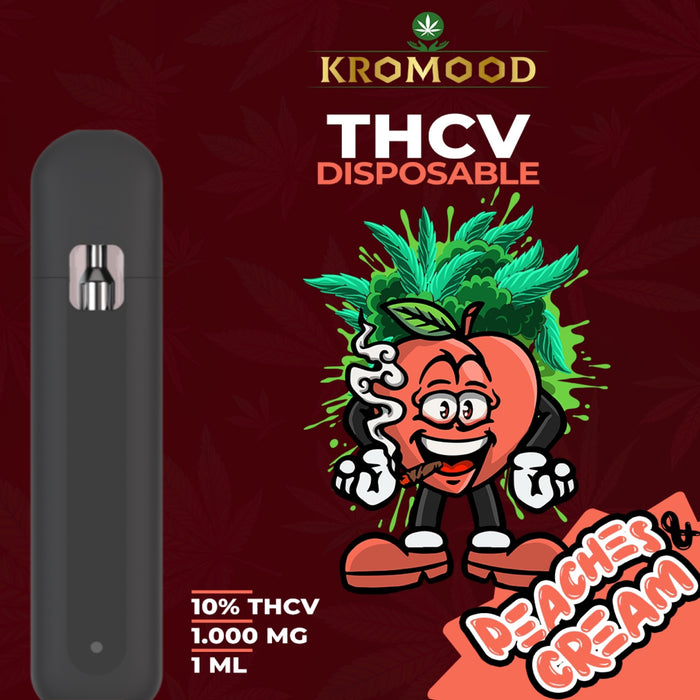 KroMood Disposable - Peaches & Cream : Nieuwe Generatie - 10% THCV/1000MG - 1ML - 600 trekjes, CCELL Puff Technologie