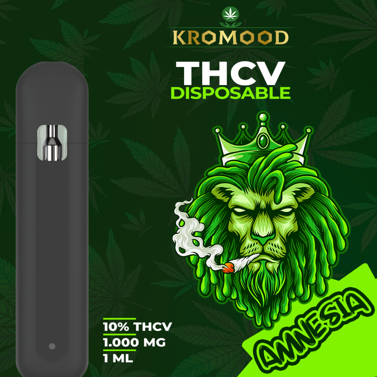 KroMood Puff Jetable - Amnesia : Nouvelle Génération - 10% THCV/1000MG